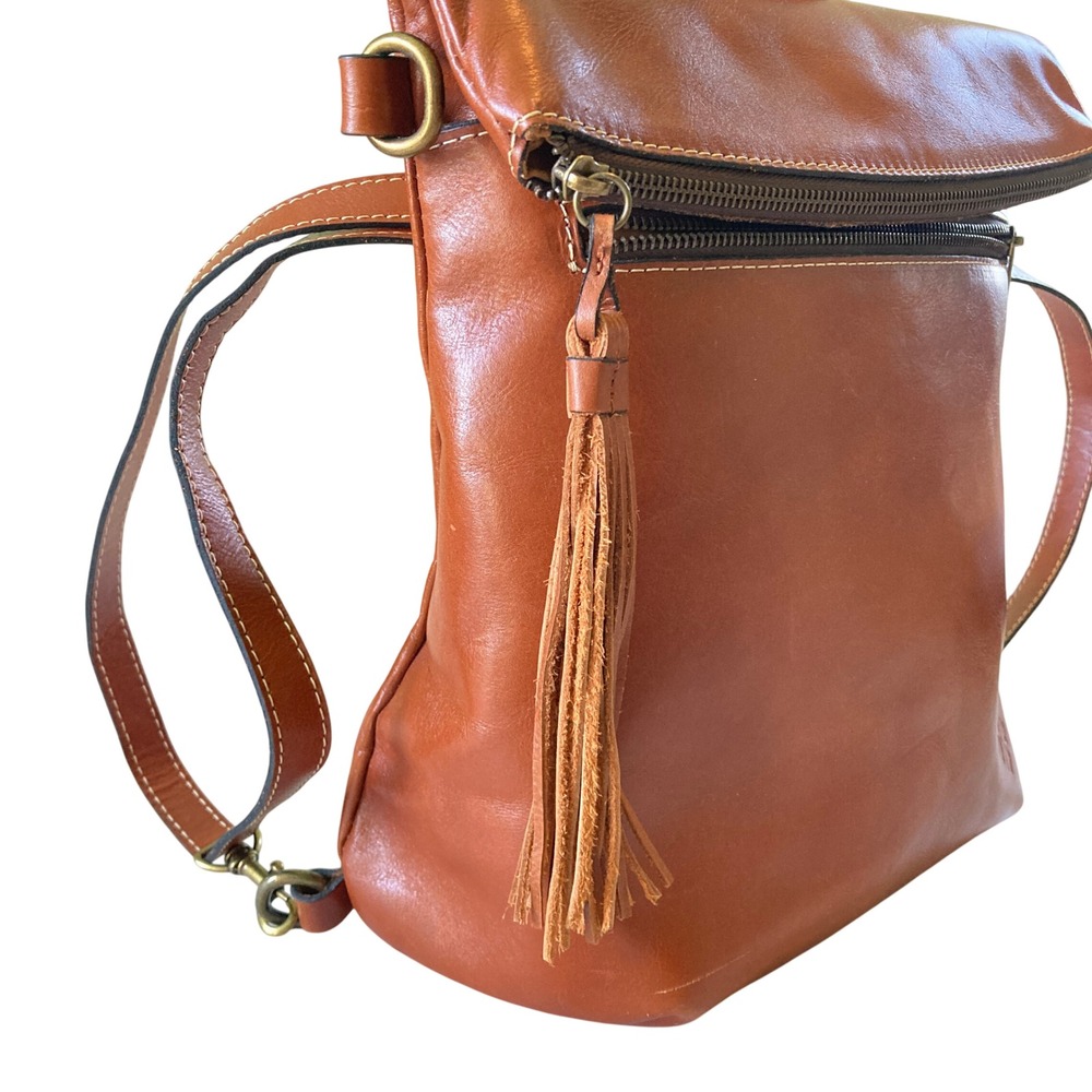 Patricia Nash Luzille Backpack Purse Tassel Leather Convertible Tan - Picture 7 of 16